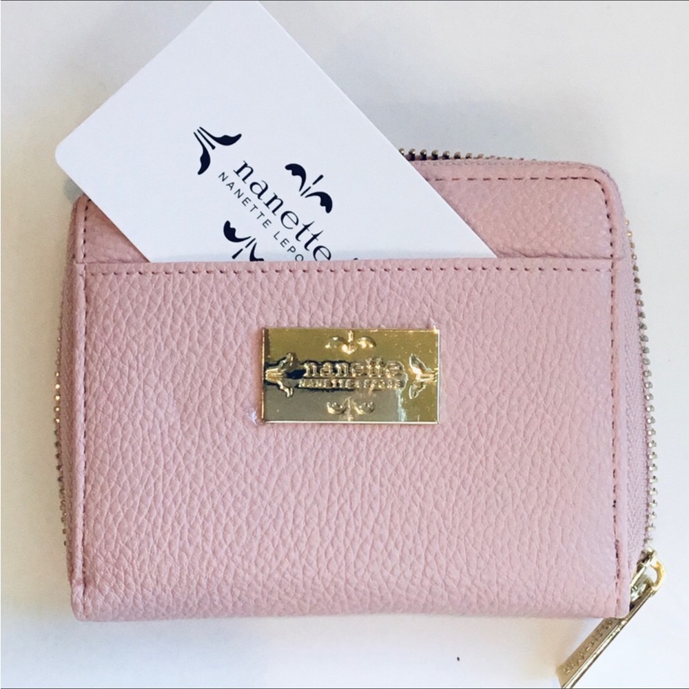 NWT Nanette Lepore Wallet Pebbled Vegan Leather Pink Zip - Picture 6 of 11